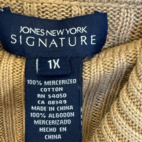 Jones New York Signature 1xl Camel Cable-Knit Turtleneck Sweater EUC Classic - Picture 4 of 6